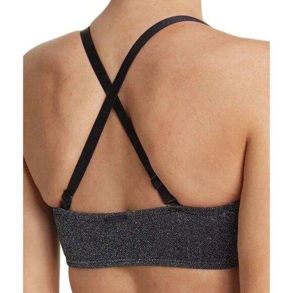 Kendal & Kylie Black Bandeau Metallic Glitter Bikini Top XSmall NEW - Picture 4 of 8